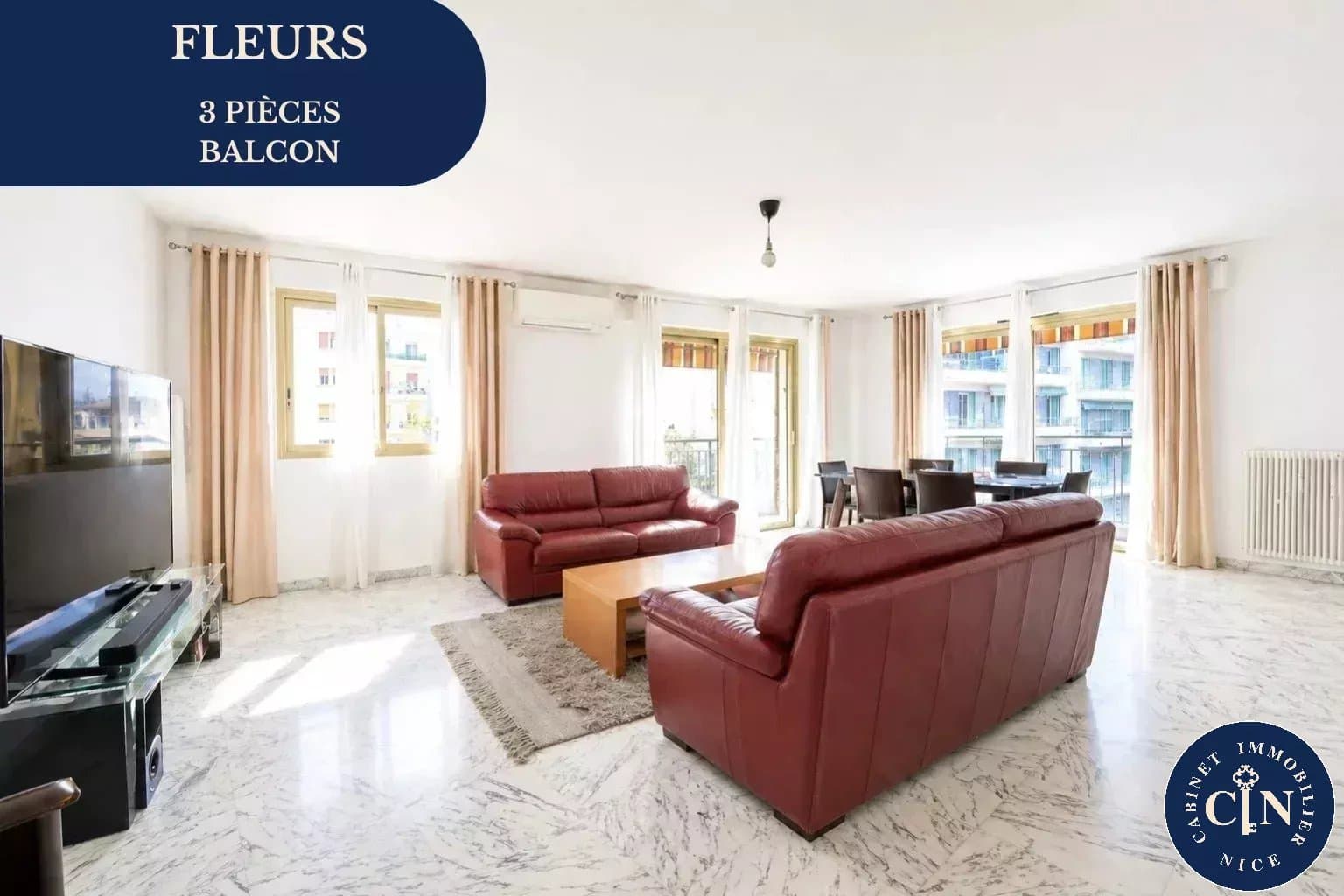 3 pièces – beaux volumes – entièrement rénové – quartier des Fleurs