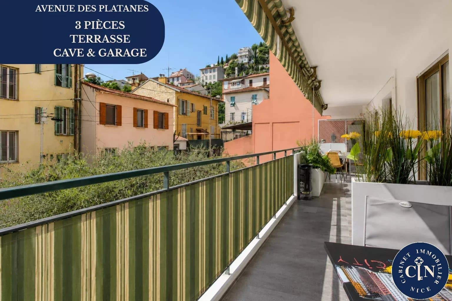 Nice Nord : 3 pièces 72 m² - Terrasse - Cave - Garage en sus