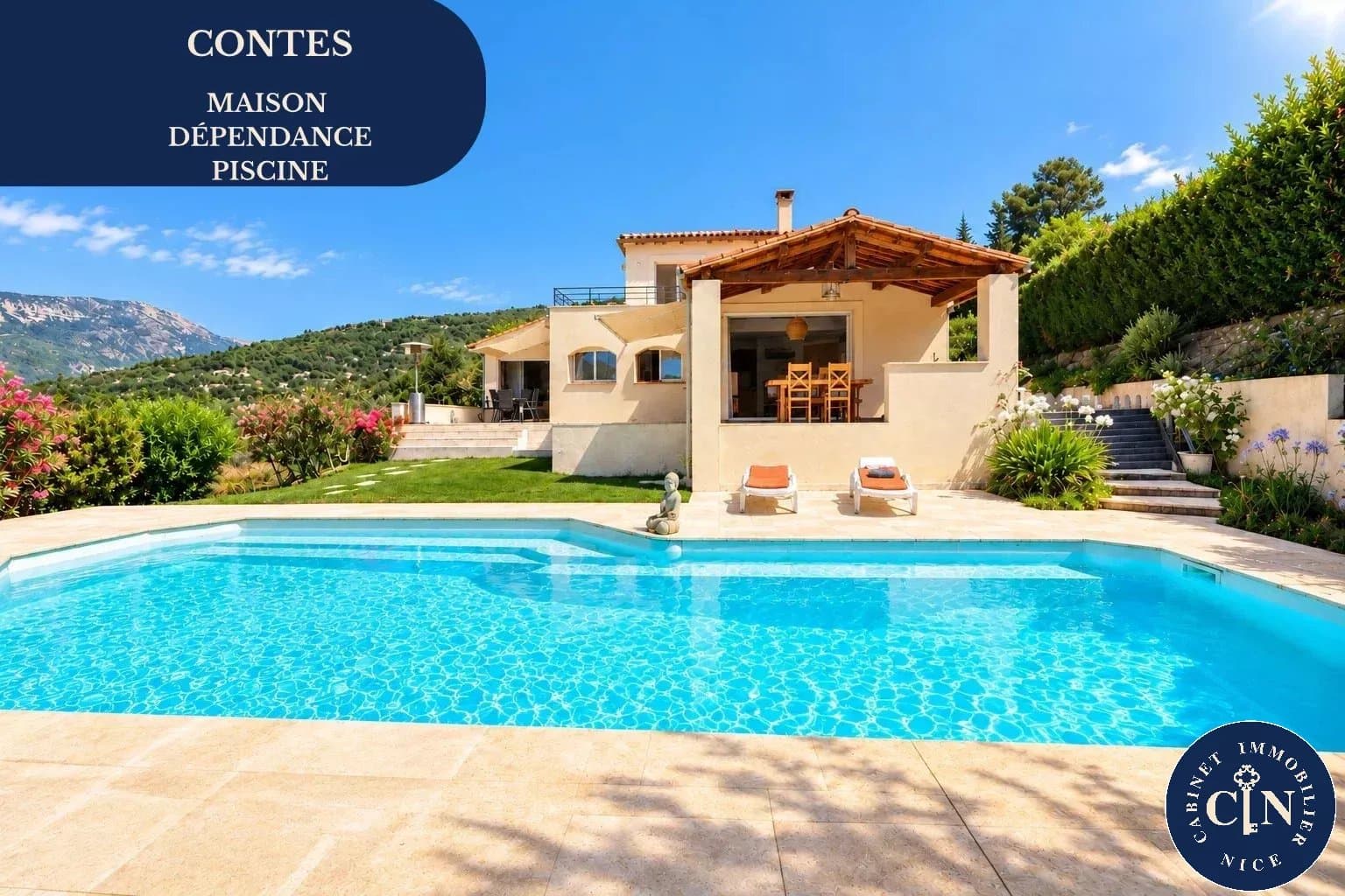 Villa 7 pièces 240 m² - Piscine chauffée vue dégagée - Contes