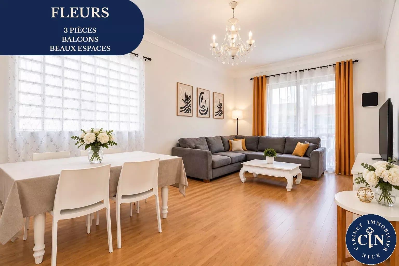 3 pièces – Quartier des Fleurs – Beaux volumes & deux extérieurs