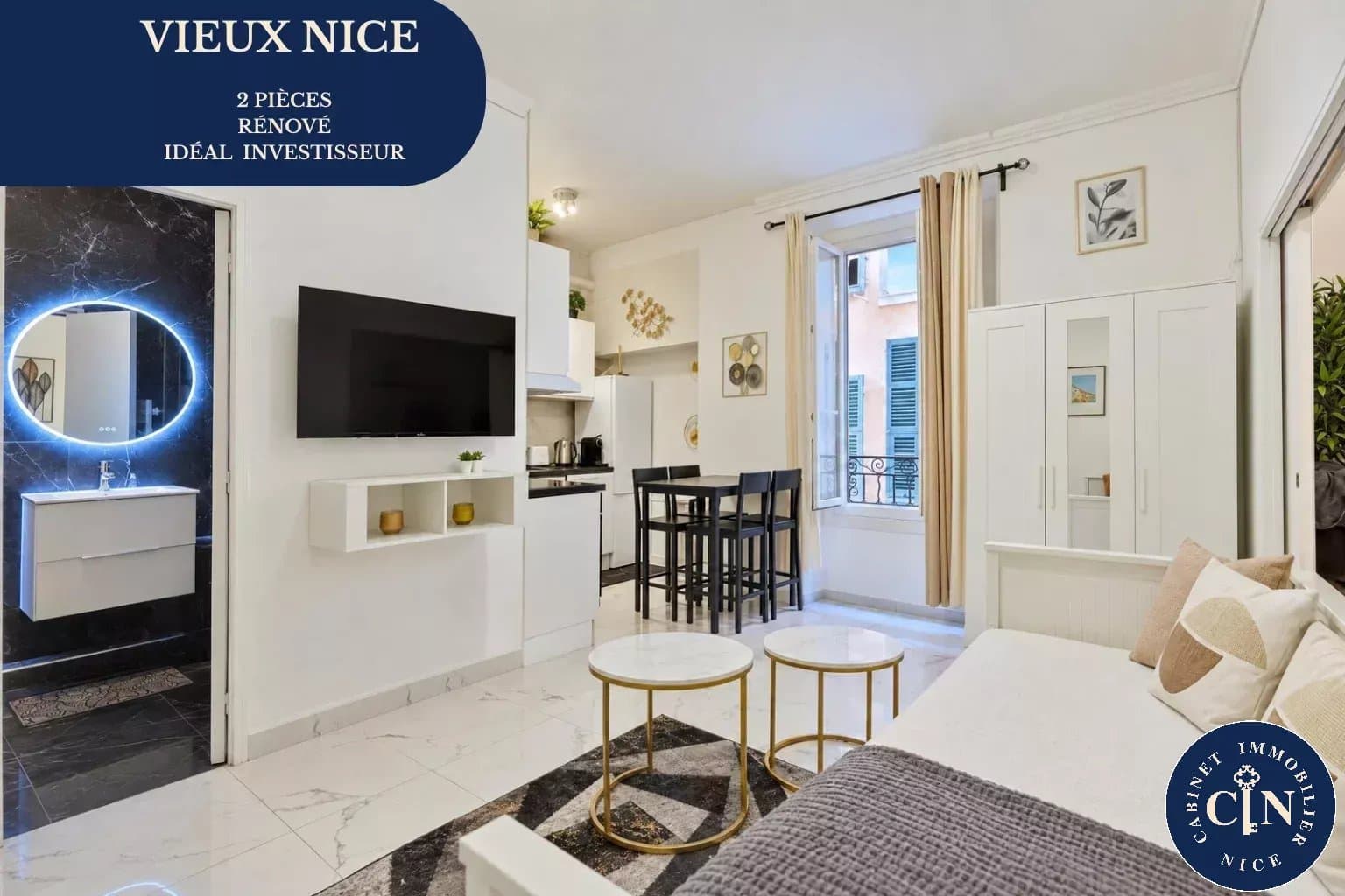 2 pièces 33,50 m² - Rénovation soignée, forte rentabilité - Vieux-Nice
