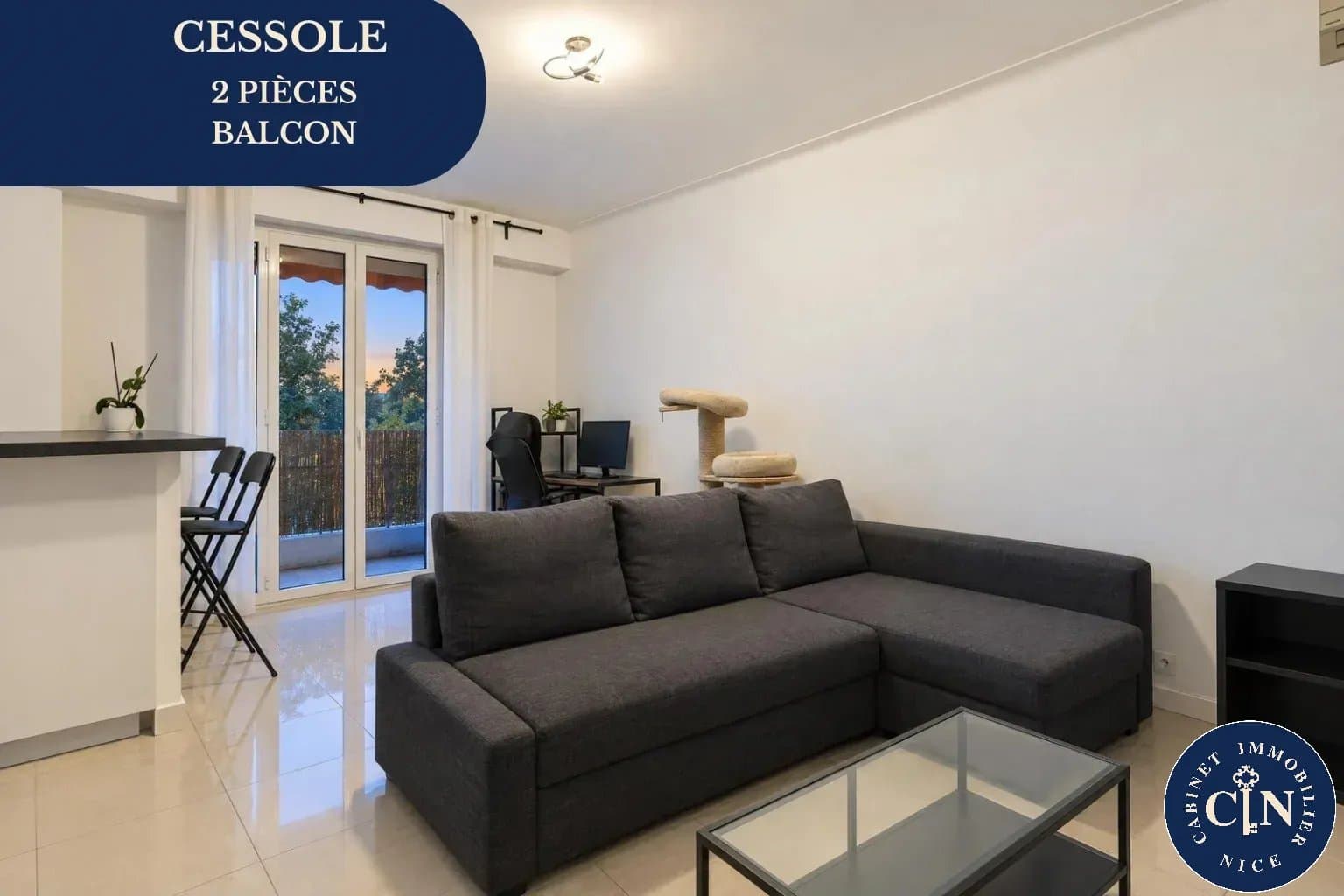 2 pièces 44,77 m² - Balcon, étage élevé - Cessole