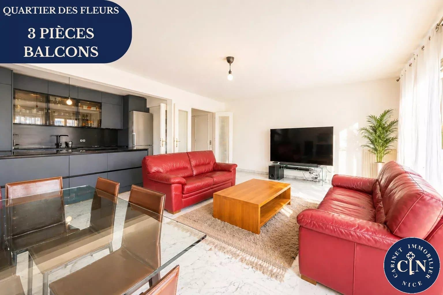 3 pièces – beaux volumes – entièrement rénové – quartier des Fleurs