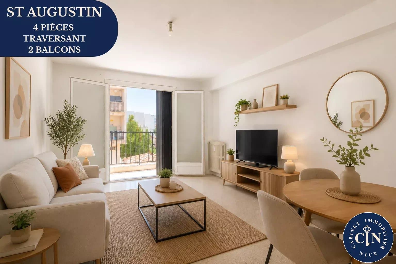 4 pièces 73,6 m² - Traversant, deux balcons - Nice Saint Augustin