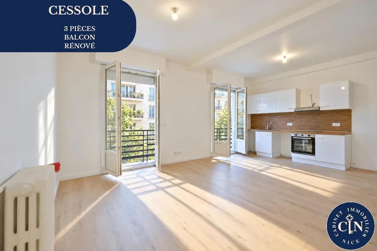 3 pièces 60 m² - Rénové balcon filant - Cessole
