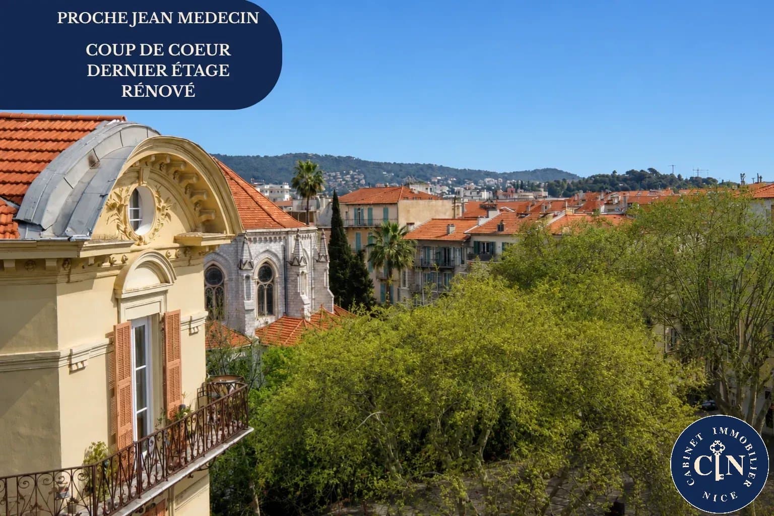4 pièces 90 m² - Dernier étage vue dégagée - Jean Médecin