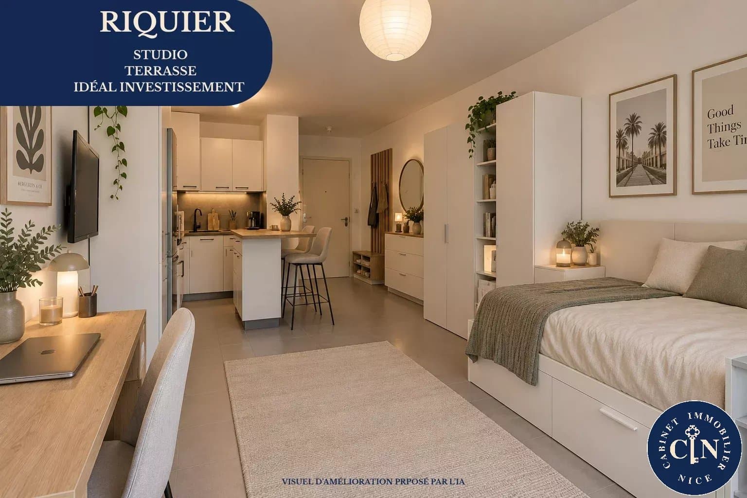 Studio 26 m² - Terrasse couverte plein sud - Le Port